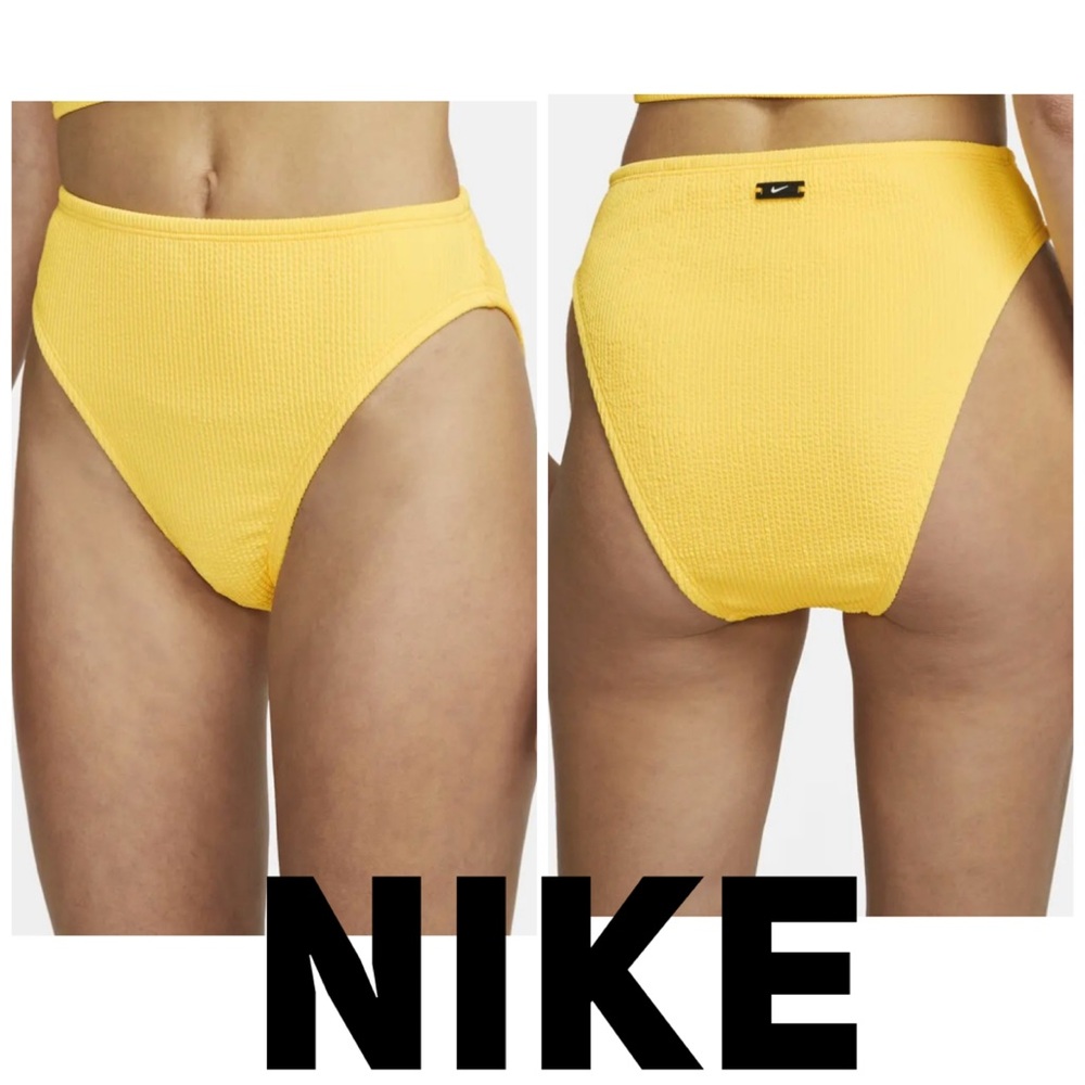 NEW Nike Yellow Textured High Waist Bikini Bottoms Size XL NWT